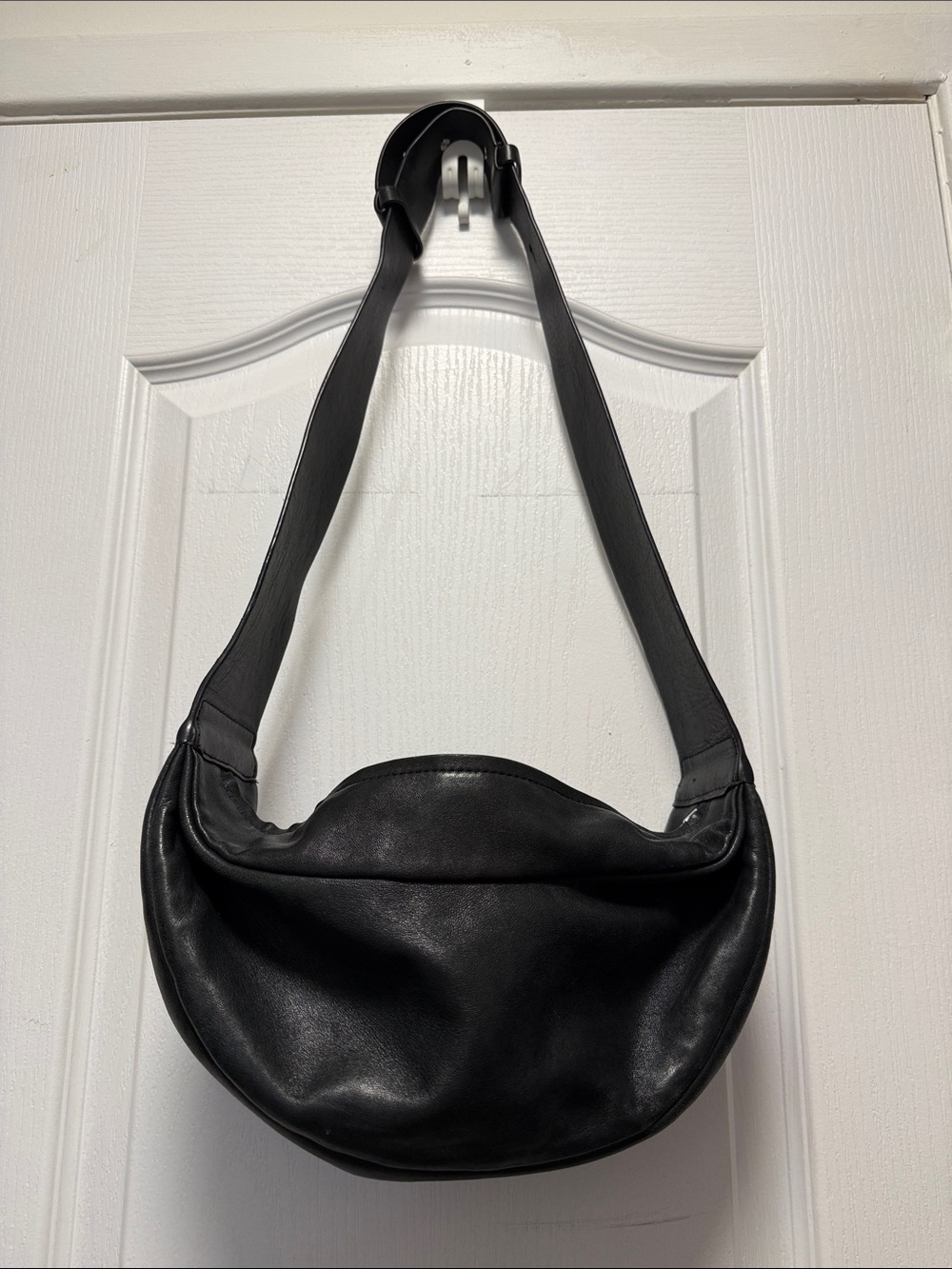 COS Black Leather Crescent Shoulder Bag